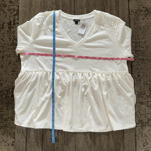 Torrid Knit V-Neck Lace Inset Long Sleeve Babydoll Pristine - Picture 10 of 12